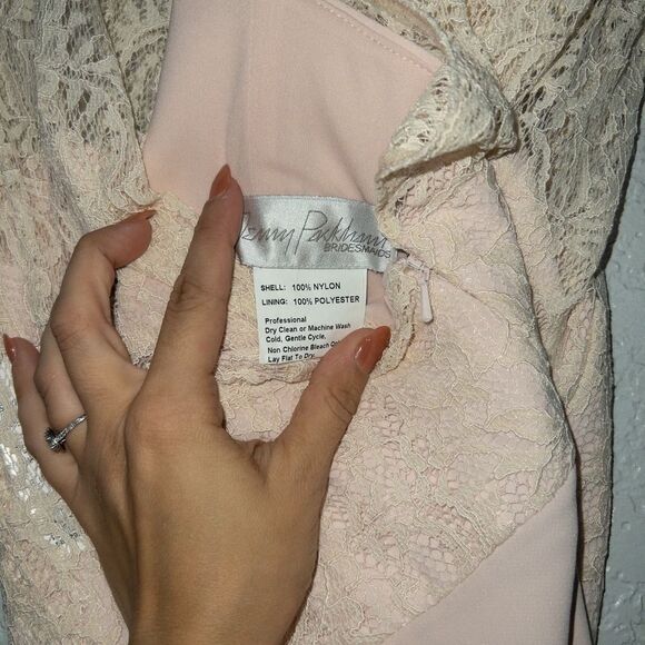 NWT Jenny Peckham Blush Lace & Crepe Column Gown Size 12 - Picture 9 of 10